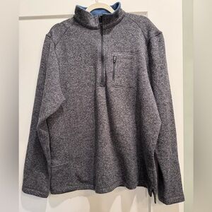 Woolrich Pullover Sweater Mens Medium Mock Neck 1/4 Zip Gray Long Sleeve